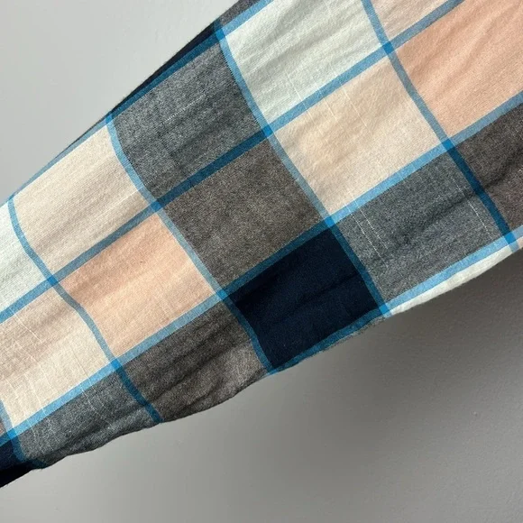 Lou & Grey Lagenlook Plaid Cotton Long Sleeve Pockets Tunic Top Large Blue Peach - Picture 8 of 14